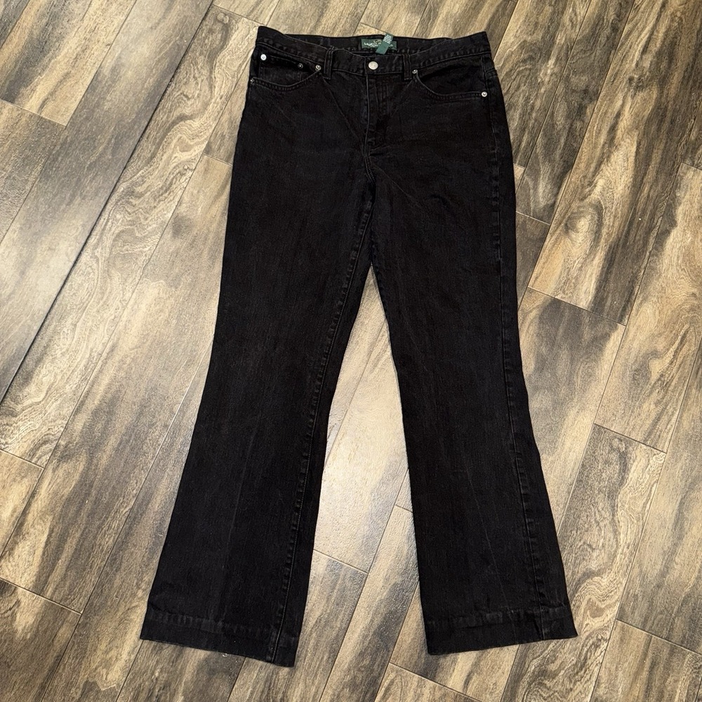 Lauren Jeans Co. Ralph Lauren Women's Black Classic Bootcut Denim Jeans Size 14